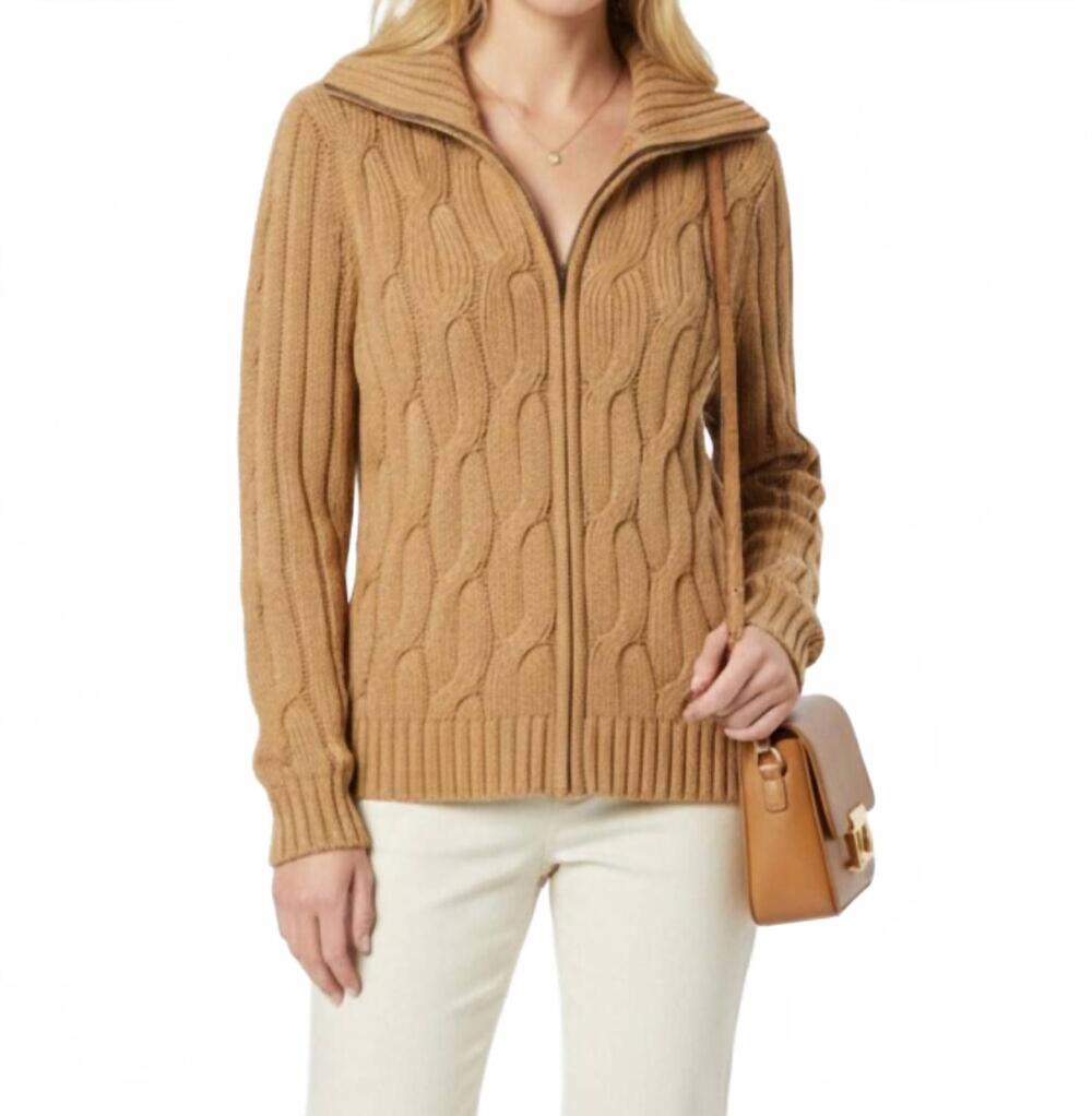 NEW EXPRESS cable knit button up cardigan in tan